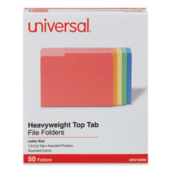 Deluxe Heavyweight File Folders, 1/3-Cut Tabs: Assorted, Letter Size, 0.75