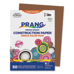 SunWorks Construction Paper, 58 lb Text Weight, 9 x 12, Brown, 50/Pack