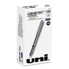 VISION Roller Ball Pen, Stick, Fine 0.7 mm, Violet Ink, Silver/Violet/Clear Barrel, Dozen