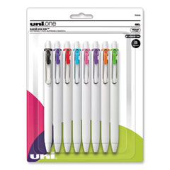 uniONE Gel Pen, Retractable, Medium 0.7 mm, Assorted Inspirational Ink Colors, Assorted Barrel Colors, 8/Pack