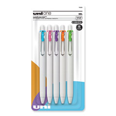 uniONE Gel Pen, Retractable, Medium 0.7 mm, Assorted Fashion Ink Colors, Assorted Barrel Colors, 5/Pack