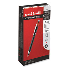 Jetstream Retractable Hybrid Gel Pen, Bold 1 mm, Red Ink, Black/Silver/Red Barrel