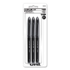 Air Porous Gel Pen, Stick, Medium 0.7 Mm, Black Ink, Black Barrel, 3/pack