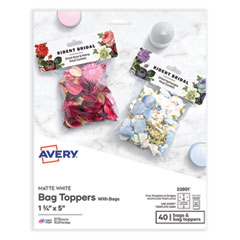 Sure Feed Printable Toppers with Bags, 1.75 x 5, White, 40/Pack