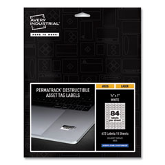 Permatrack Destructible Asset Tag Labels, Laser Printers, 0.5 X 1, White, 84/sheet, 8 Sheets/pack