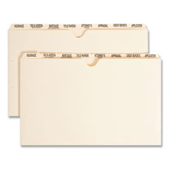 Pressboard Mortgage Folder Dividers, Pre-Printed, 1 Fastener, Legal Size, Manila, 7 Dividers/Set, 12 Sets