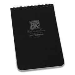 All-Weather Wire-O Notepad, Universal: Narrow Rule and Quadrille Rule, Black Cover, 50 White 4 x 6 Sheets