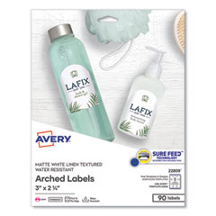 Textured Arched Print-To-The-Edge Labels, Laser Printers, 3 X 2.25, White, 9/sheet, 10 Sheets/pack