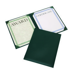 SKILCRAFT Awards Certificate Padded Cover Binder, 9.12 x 11.62, Green