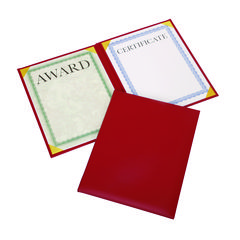 SKILCRAFT Awards Certificate Padded Cover Binder, 9.12 x 11.62, Red/Gold