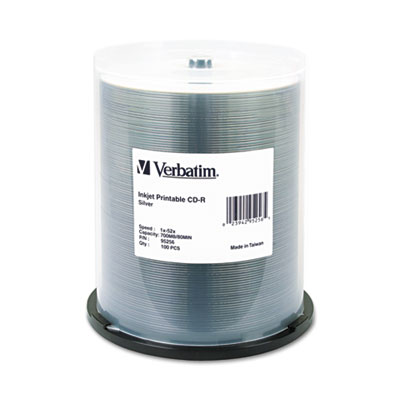 Inkjet Printers on Cd R  52x  700mb  Inkjet Printable  Silver  100 Spindle By Verbatim