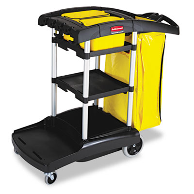 Plastic Carts Wheels on High Capacity Cleaning Cart  21 3 4w X 49 3 4d X 38 3 8h  Black By