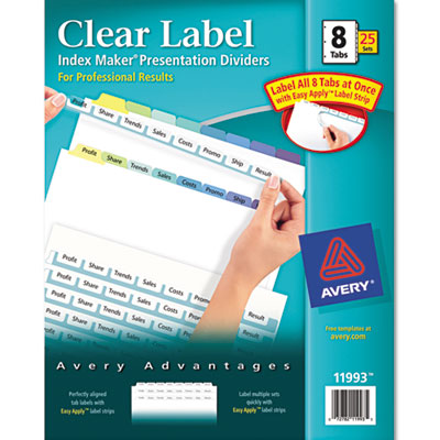 Clear Label Printer on Index Maker Clear Label Contemporary Color Dividers  8 Tab  25 Sets