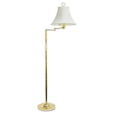 Swing  Magnifier on Brass Swing Arm Incandescent Floor Lamp  58 Inches High By Ledu