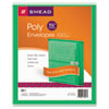Poly String & Button Booklet Envelope, 9 3/4 x 11 5/8 x 1 1/4, Green, 5/Pack
