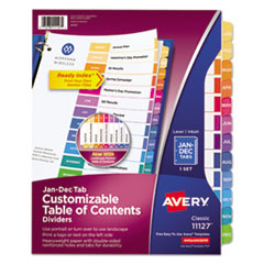 Customizable TOC Ready Index Multicolor Tab Dividers, 12-Tab, Jan. to Dec., 11 x 8.5, White, Traditi
