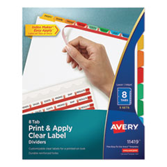 Print and Apply Index Maker Clear Label Dividers, 8-Tab, Color Tabs, 11 x 8.5, White, Traditional Co