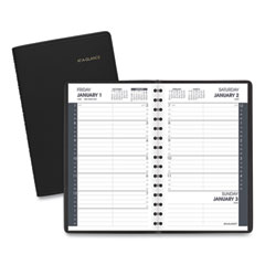 Daily Appointment Book with 15-Minute Appointments, One Day/Page: Mon to Sun, 8 x 5, Black Cover, 12
