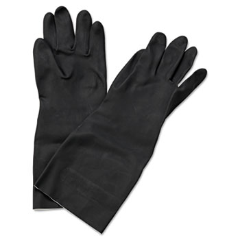 Boardwalk Neoprene Flock-Lined Gloves, Long-Sleeved, 12&quot;, Large, Black, Dozen