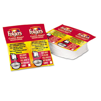 Folgers Coffee Premeasured Packs, Classic Roast Regular, 1.05oz Vacket Pack, 42/Carton