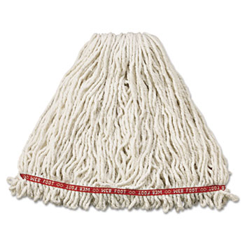 Rubbermaid Commercial Web Foot Wet Mop Head, Shrinkless, Cotton/Synthetic, White, Large, 6/CT