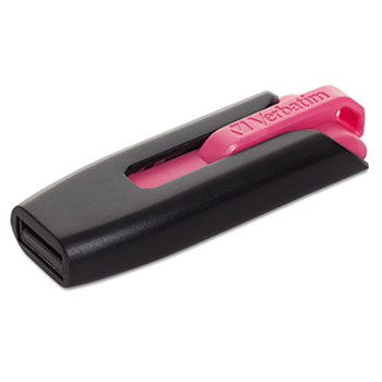 Verbatim Store &#39;n&#39; Go V3 USB 3.0 Drive, 16GB, Black/Hot Pink