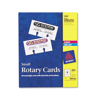 Avery Small Rotary Cards, Uncoated, Two-Sided Printing, 2-1/6&quot; x 4&quot;, 400/BX