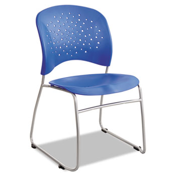 Safco R&#234;ve Series Guest Chair With Sled Base, Lapis Plastic, Silver Steel, 2/Carton