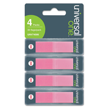 Universal Pop-Up Page Flags, 1/2 x 1-7/10, Pink, 140 per Pack