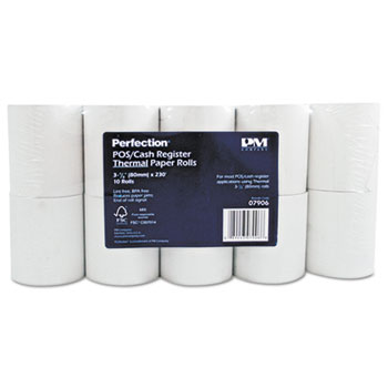Iconex Direct Thermal Paper Rolls, 3-1/8&quot; x 230 ft, White, 10 Rolls/Pack