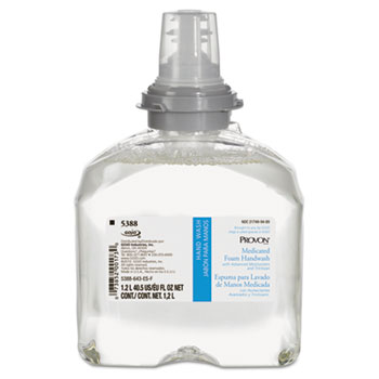 PROVON Medicated Foam Handwash w/Moisturizers and Triclosan, 1200ml Refill, 2/Carton
