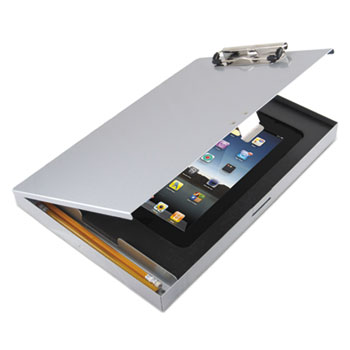 Saunders Storage Clipboard with iPad 2nd Gen/3rd Gen Compartment, 1/2&quot; Capacity, Silver