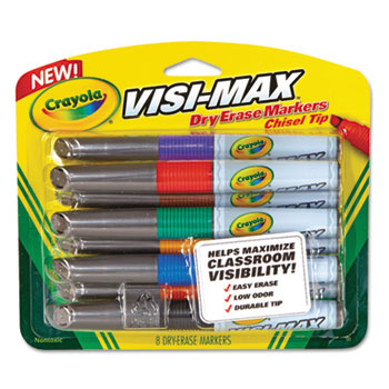 Crayola Dry Erase Marker, Chisel Tip, Assorted Colors, 8/Set