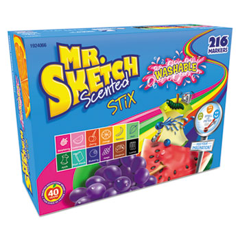 Mr. Sketch Washable Markers, Stix, Assorted Colors, 216/Set