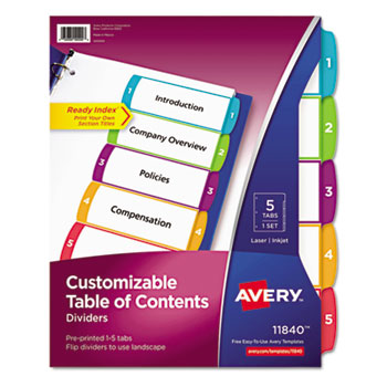 Avery Customizable Table of Contents Dividers, Ready Index® Printable ...