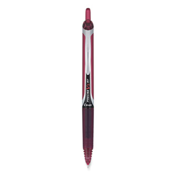 Pilot Precise V5RT Retractable Roller Ball Pen, Extra-Fine 0.5 mm, Burgundy Ink, Burgundy/Silver Barrel, Dozen