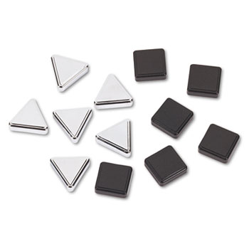 Quartet Metallic Magnets, Black; Silver, 12/Pack