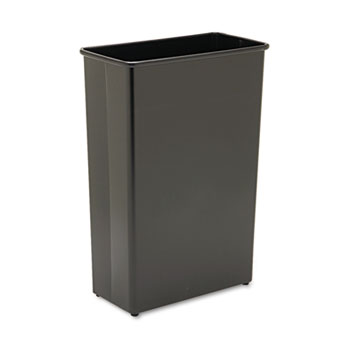 Safco Rectangular Wastebasket, Steel, 22gal, Black