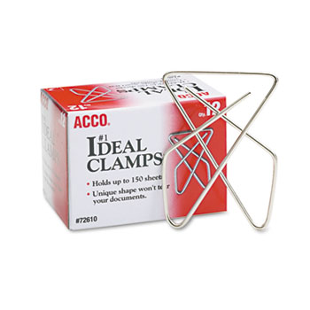 ACCO Ideal Clamps, Steel Wire, Large, 2-5/8&quot;, Silver, 12/Box