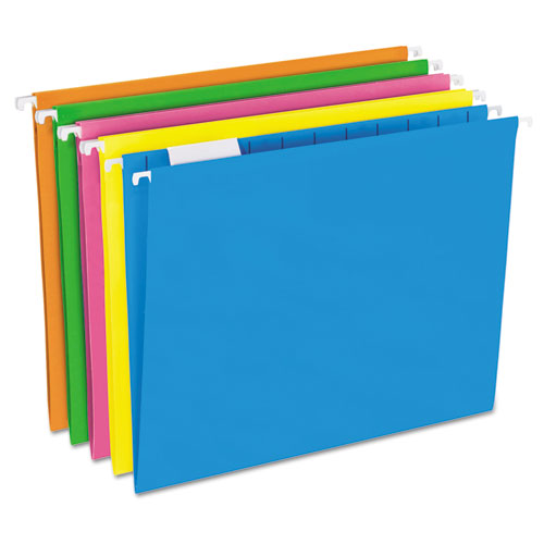 Pendaflex® Glow Hanging File Folders, 1/5 Tab, Letter, Glow Assorted ...