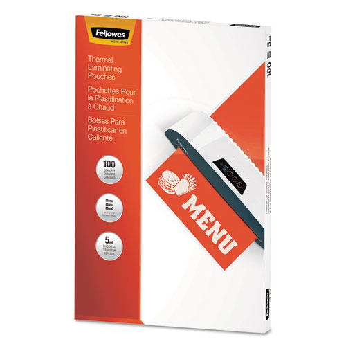 Fellowes® Thermal Laminating Pouches Menu 5 Mil 100pack Wb Mason 